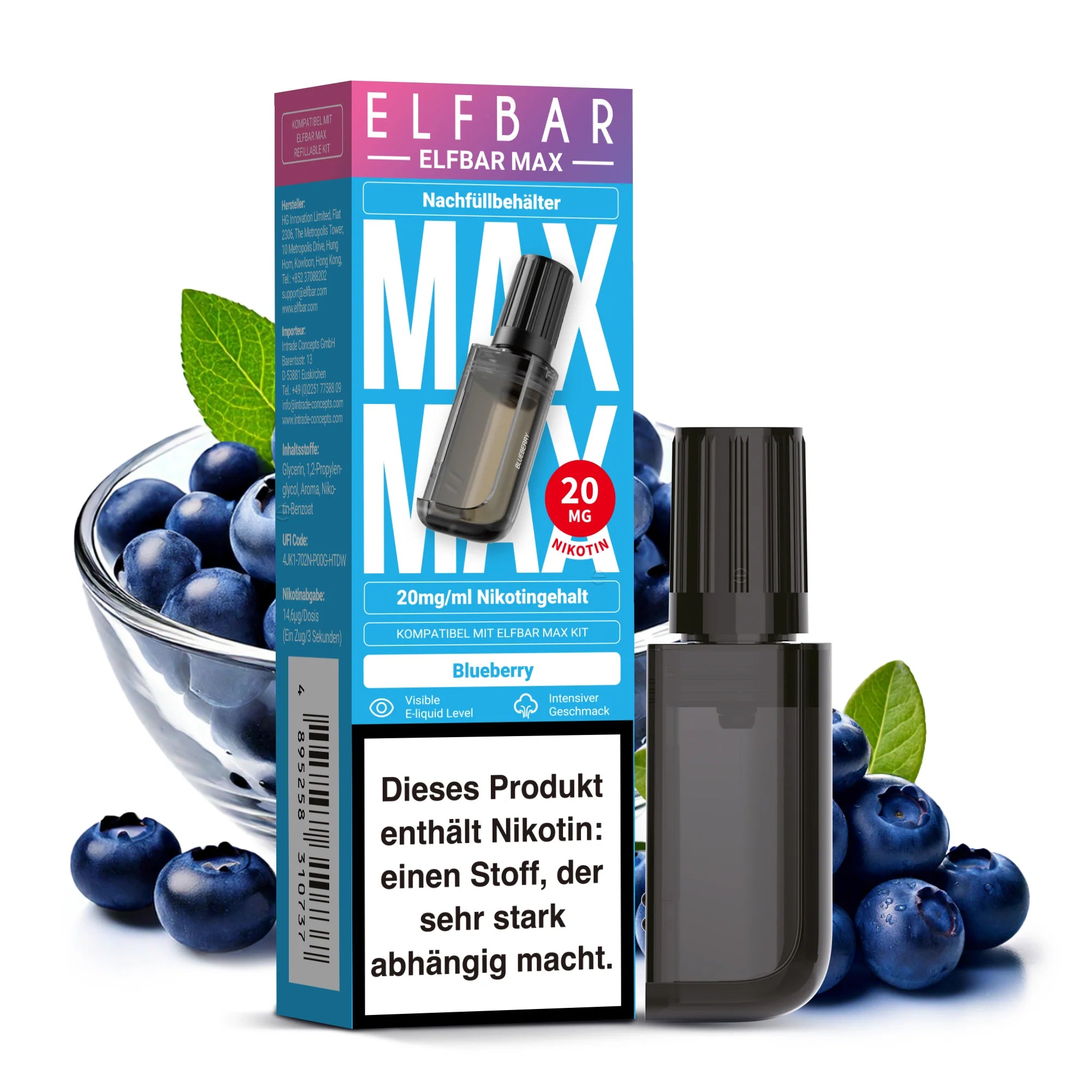 Elfbar Max Refill Pods 20mg Nicotine Blueberry Wholesale