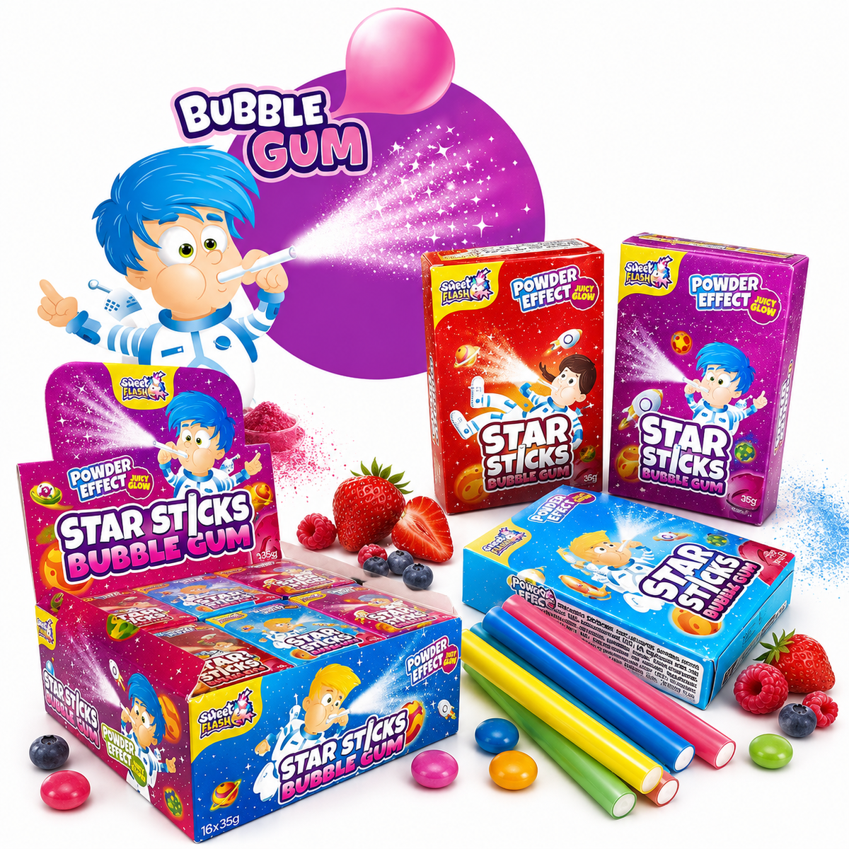 Alxs | Star Sticks Bubble Gum 35g grosshandel