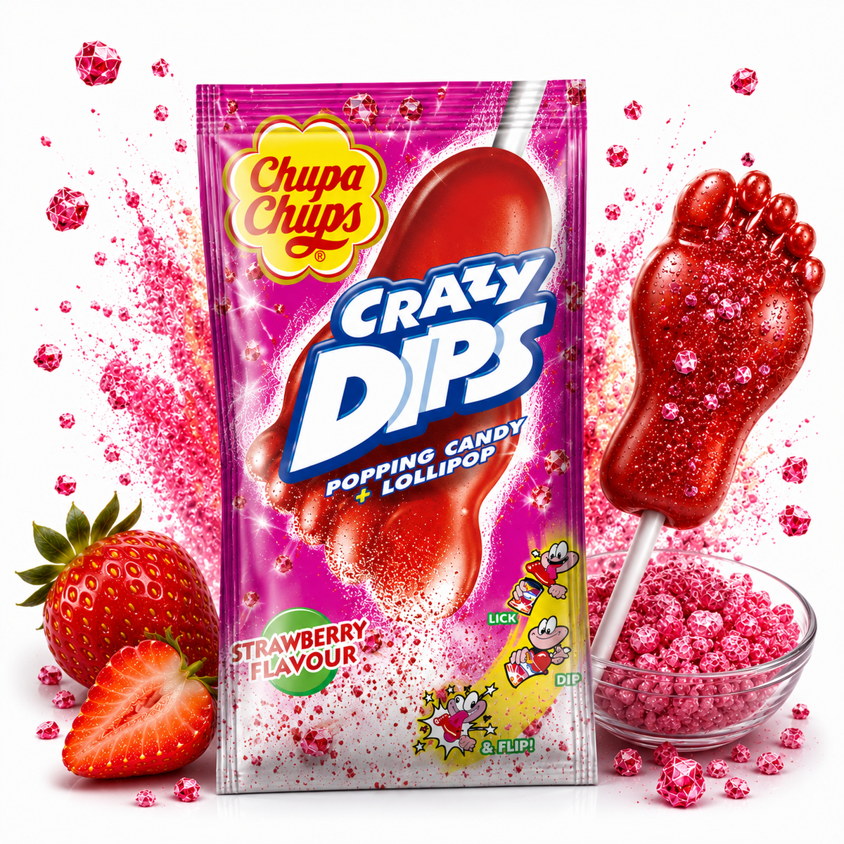 Chupa Chups | Crazy Dips | Erdbeere 14g grosshandel