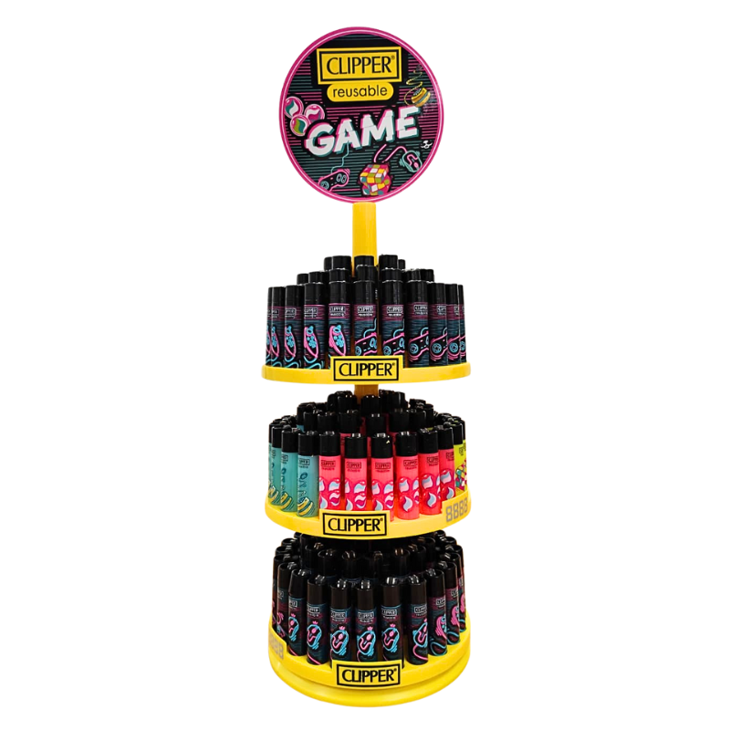 Clipper_Karussell_Staender_3_stoeckig_mit_144_Feuerzeugen_The_Game