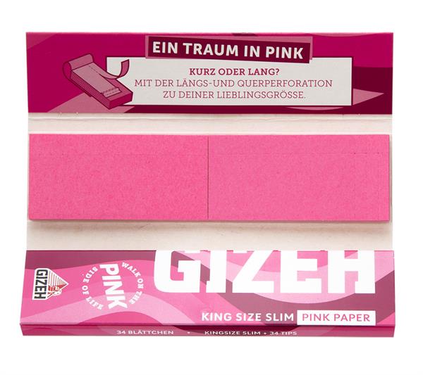 ALL PINK King Size Slim Papers + Tips | GIZEH