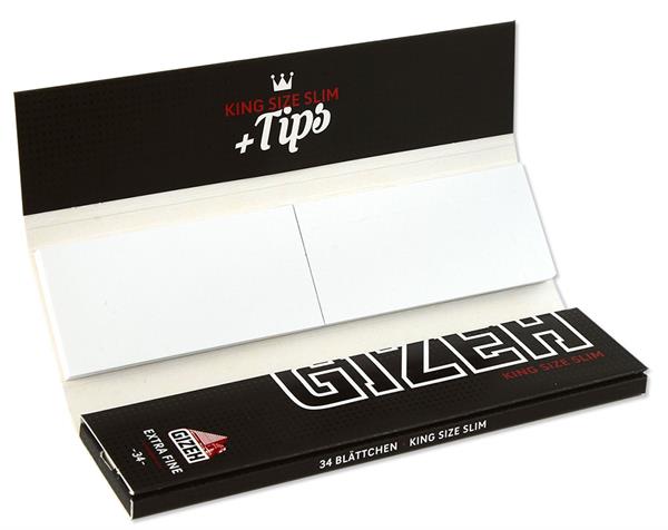 Extra Fine Black King Size Slim Papers + Tips | GIZEH