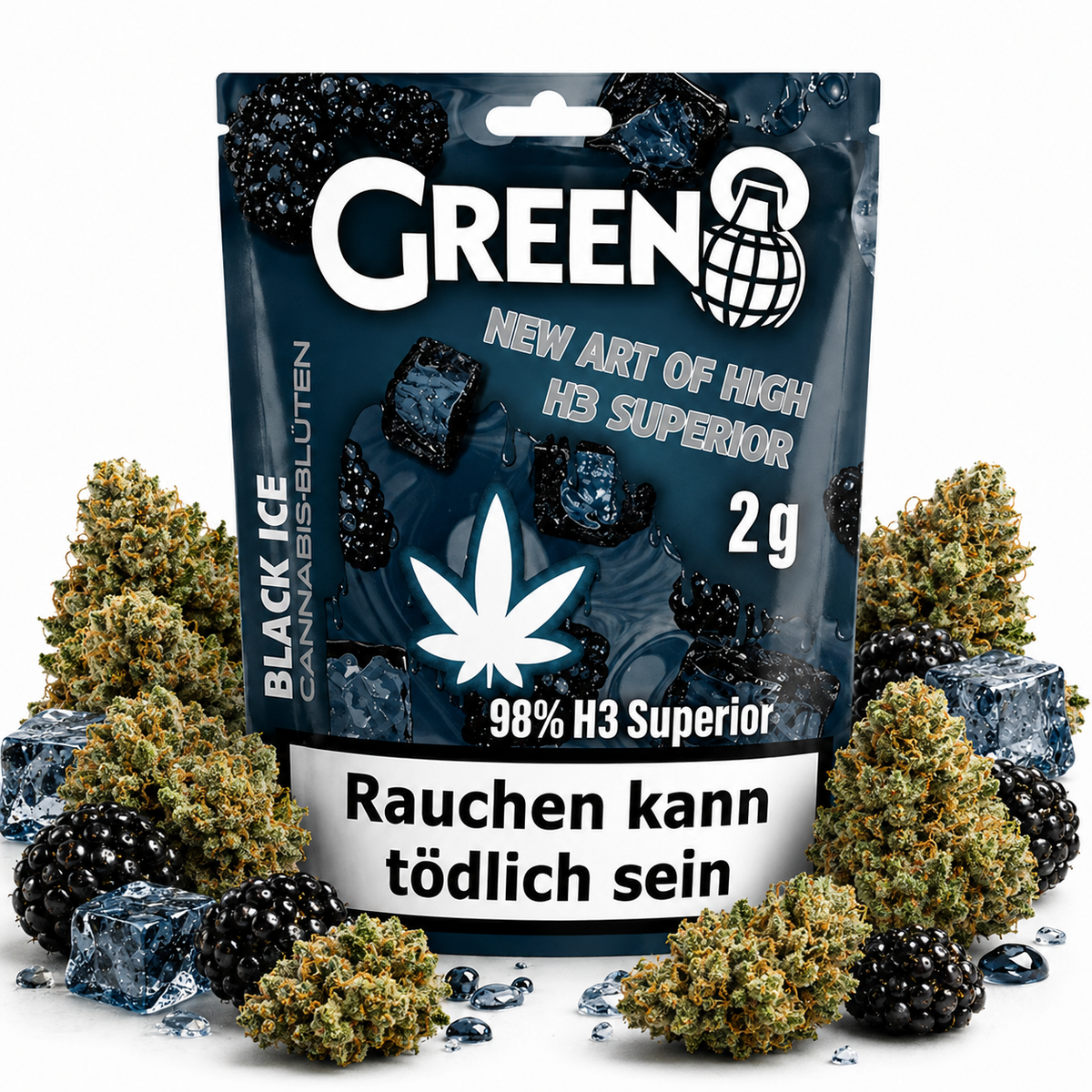 Green8 Blüten | 98% H3 Superior Blend | Black Ice 2g grosshandel