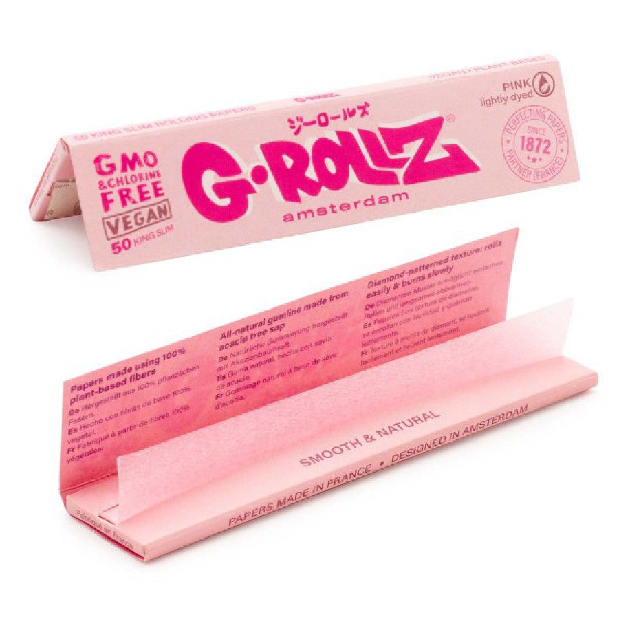 Lightly Dyed Pink King Size Papers | G-ROLLZ