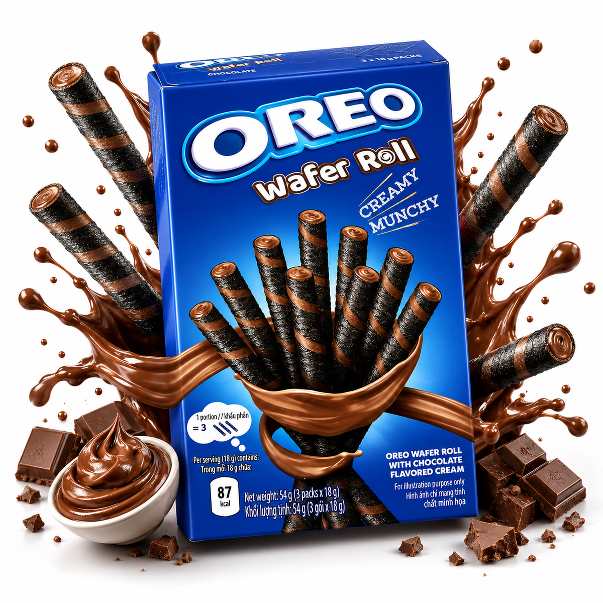 Oreo Wafer Roll | Chocolate 54g grosshandel