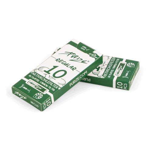 PURIZE® Regular Aktivkohlefilter 9mm | 10er Packung | Weiß