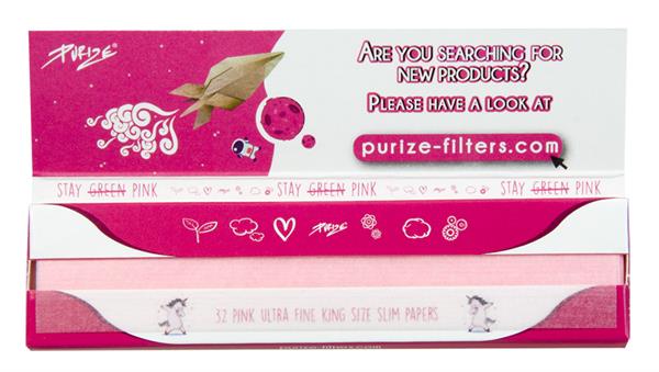PINK King Size Slim Ultra Fine Papers | 40er Box | PURIZE®