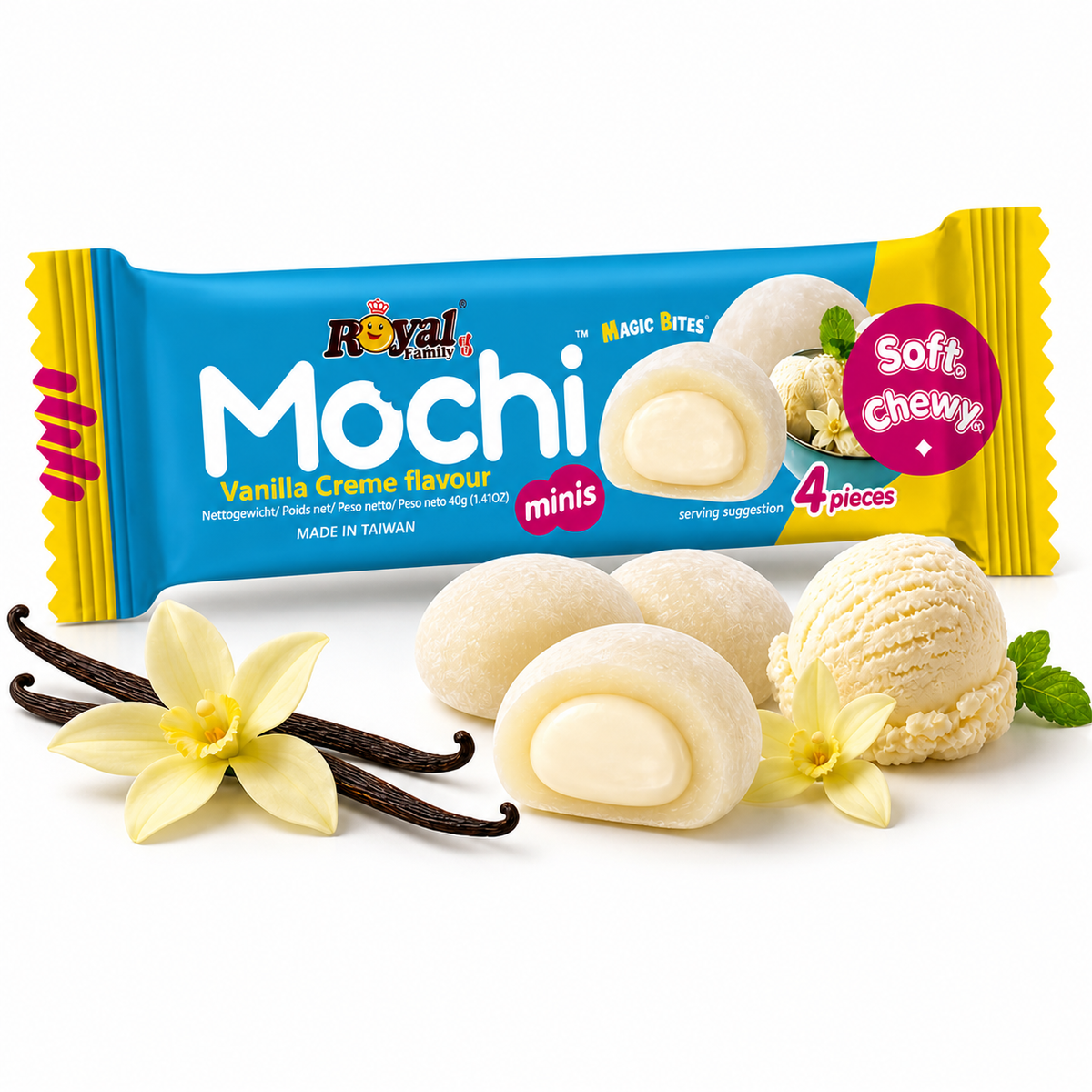 Royal Family Mochi Riegel Vanilla Creme 40g grosshandell
