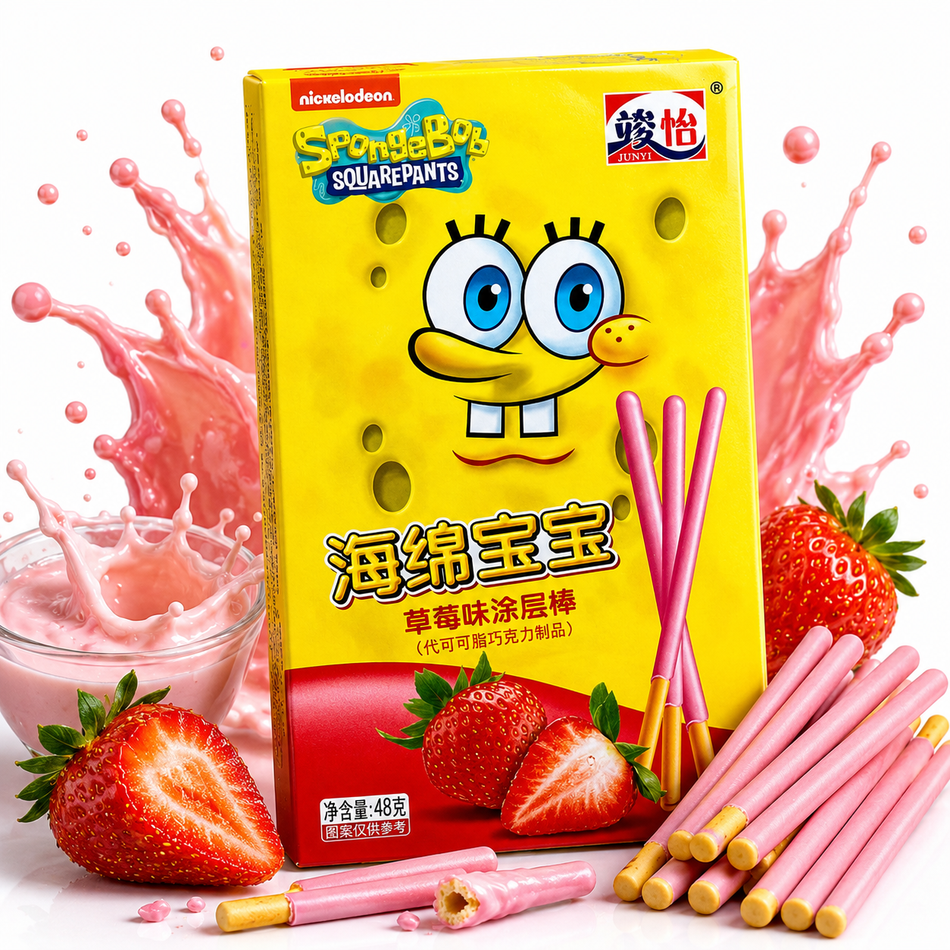 Spongebob Schwammkopf | Coated Stick Strawberry 48g grosshandel
