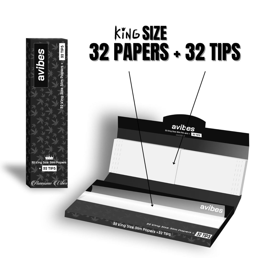 avibes® 32 King Size Slim Papers + 32 Tips | 22 Booklets / Heftchen 3