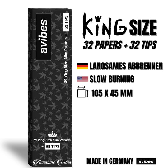 avibes® 32 King Size Slim Papers + 32 Tips | 22 Booklets / Heftchen 4