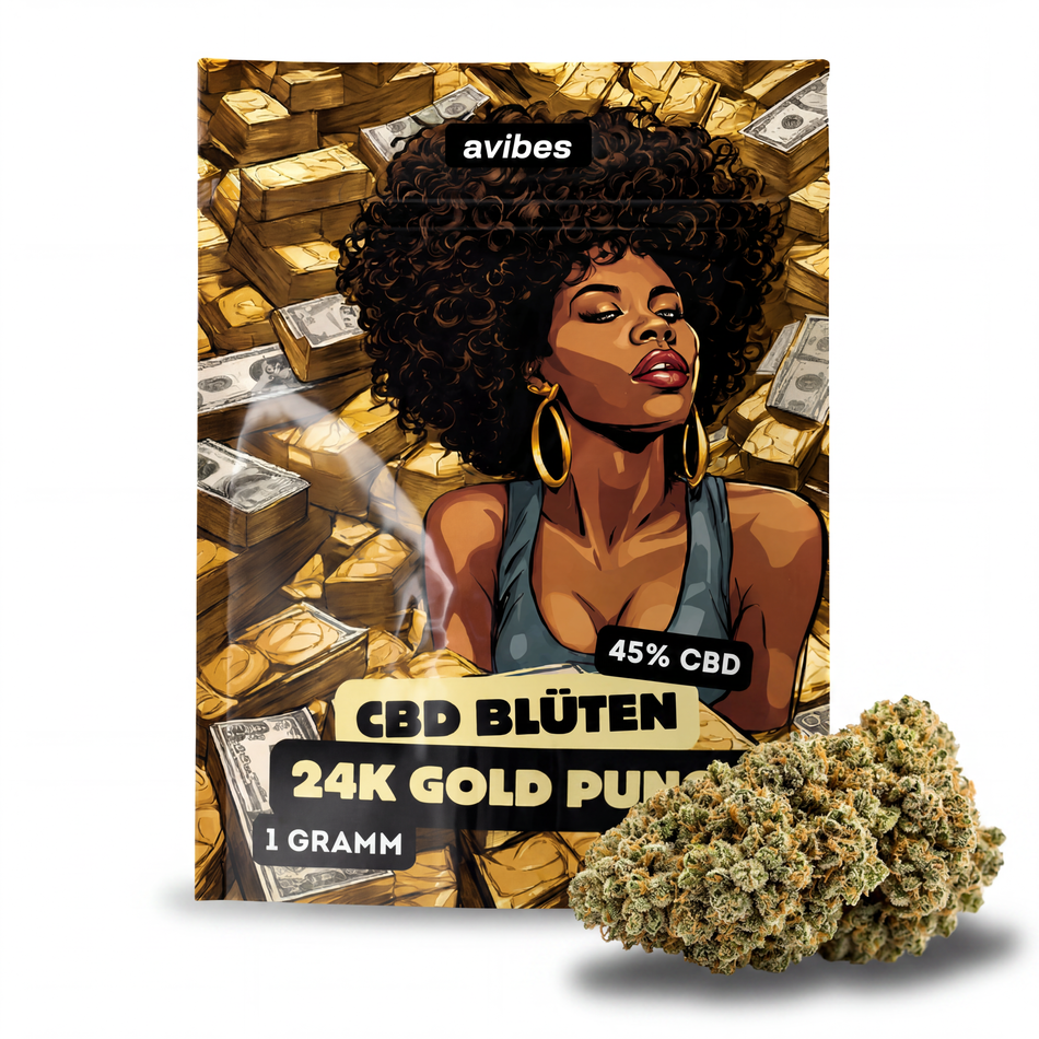 avibes CBD Flowers | 45% CBD / 0% THC | 24k Gold Punch
