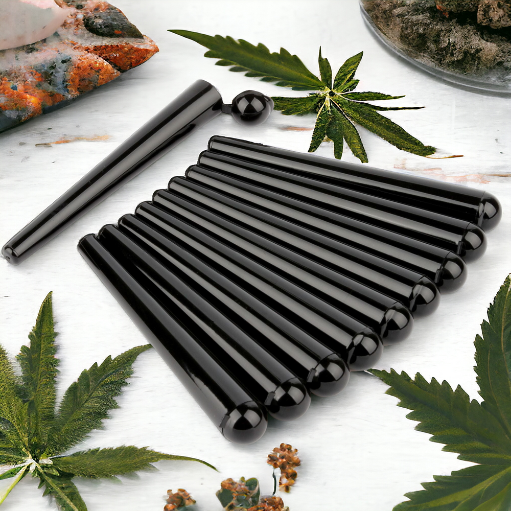 10 x Joint Hüllen in schwarz aus Plastik mit Klappdeckel