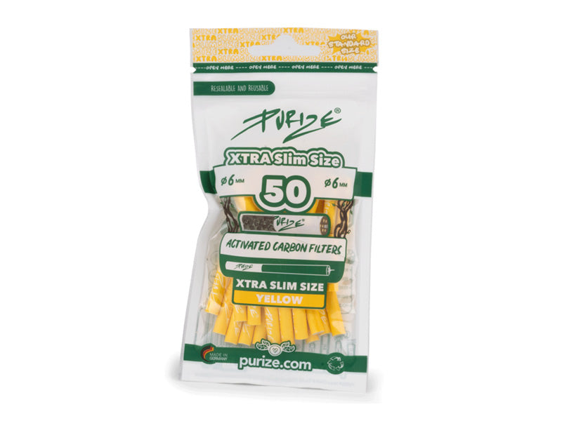 PURIZE® Xtra Slim Size Aktivkohlefilter 50er Packung Gelb Großhandel