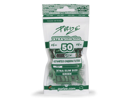 PURIZE® Xtra Slim Size Aktivkohlefilter 50er Packung Green Großhandel