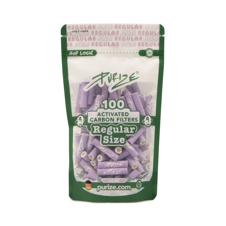 Filtres à charbon actif PURIZE® Regular Size 9mm | Sachet de 100 | Lilas