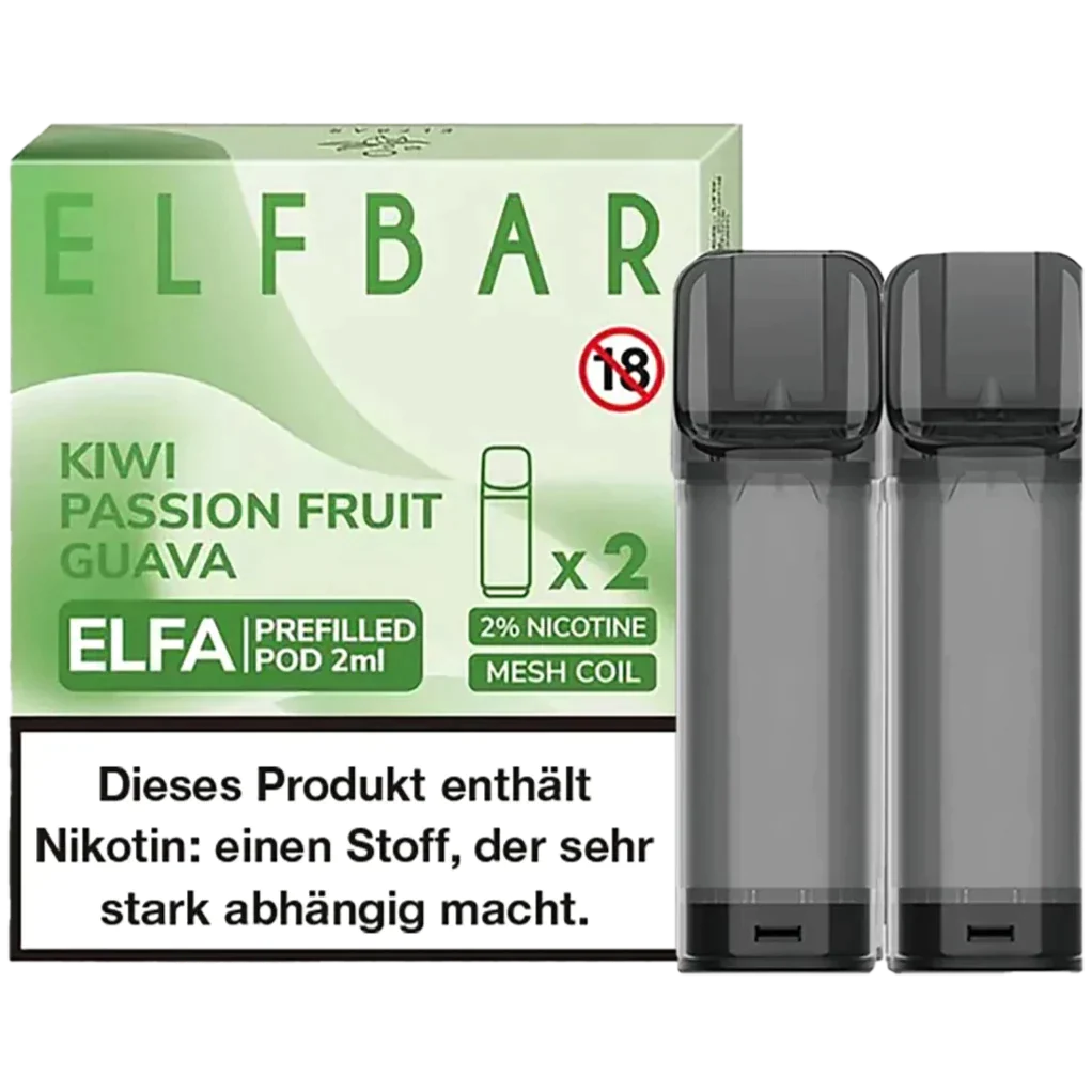 Elf Bar ELFA Prefilled Pod 2er Pack (2 x 1ml) mit dem Geschmack Kiwi Passionfruit Guava günstig kaufen